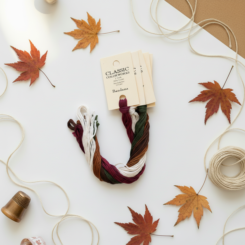 Classic Colorworks Bandana thread pack on autumn background