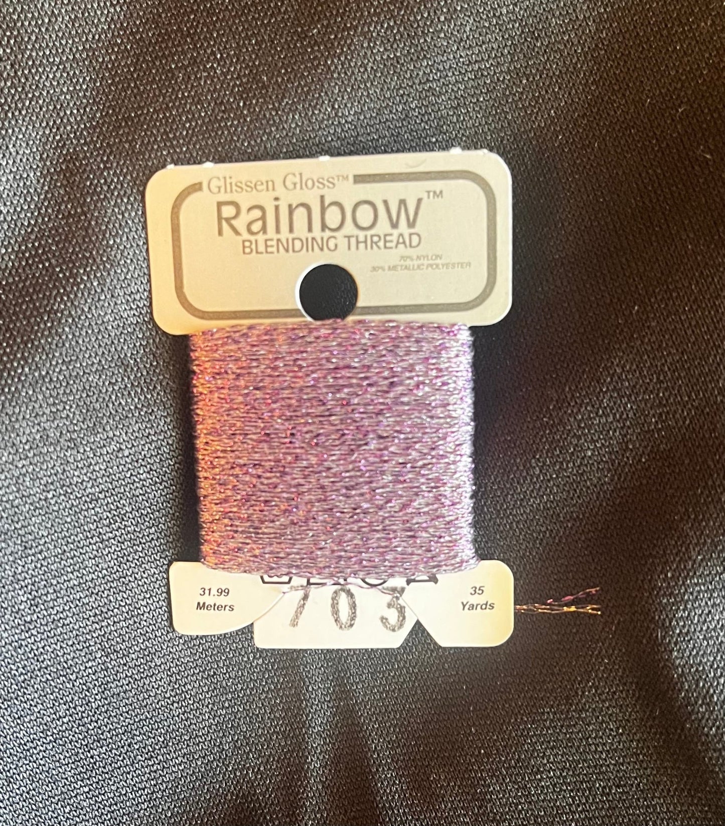 Glissen Gloss Rainbow Blending Filament Lavender 703 - Premium Needlework Thread - Maple Grove Needleworks