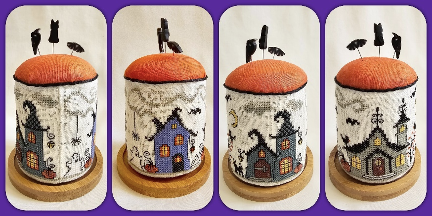 Halloween Village Drum Cross Stitch Pattern