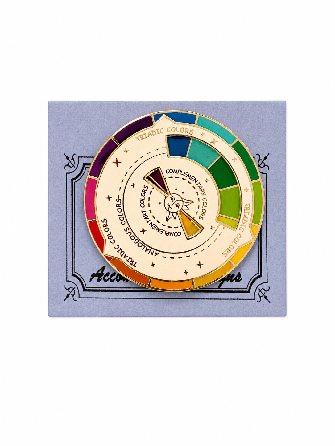 Color wheel with text on a light purple background