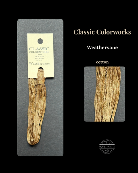 Classic Colorworks Weathervane cotton yarn on a gray card with close-up inset.
