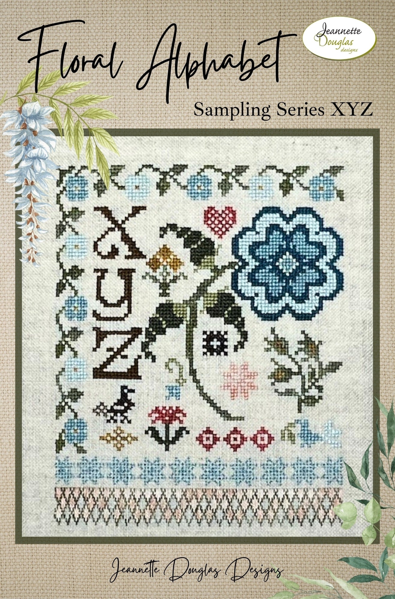 Floral Alphabet Sampling Series XYZ Cross Stitch Patterns