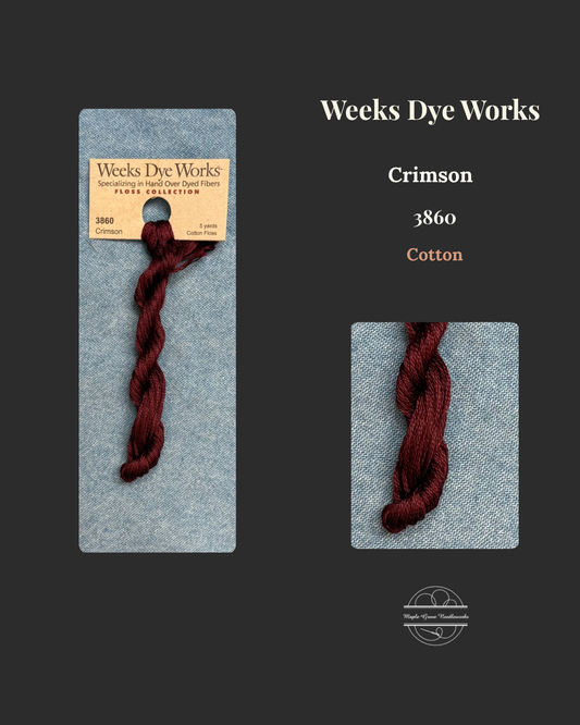 Weeks Dye Works yarn with packaging on a dark background