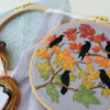 Autumn Birds Hand Embroidery Kit Grey - blue - Maple Grove Needleworks