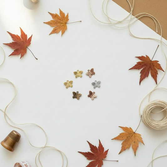 Butterfly charms arranged from edges to center