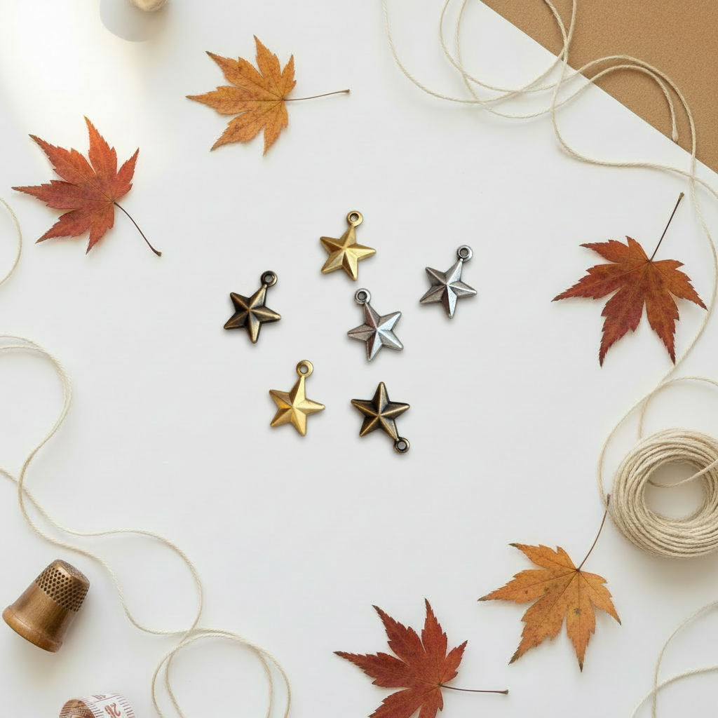 Dimensional star charms on autumn background