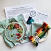 Floral Flourish Embroidery Kit Muted green fabric - Maple Grove Needleworks