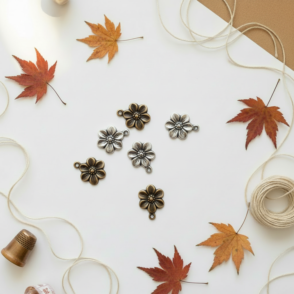 Flower charms on autumn background