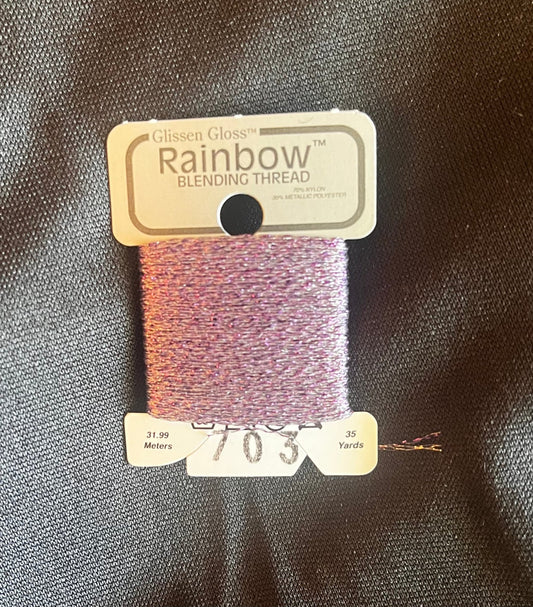 Glissen Gloss Rainbow Blending Filament Lavender 703 - Premium Needlework Thread - Maple Grove Needleworks