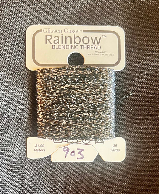 Glissen Gloss Rainbow Blending Thread Black 903 - Premium Needlework Thread - Maple Grove Needleworks
