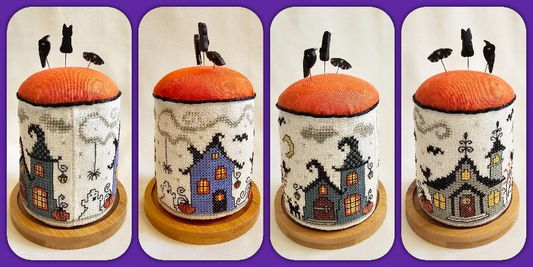 Halloween Village Drum Cross Stitch Pattern