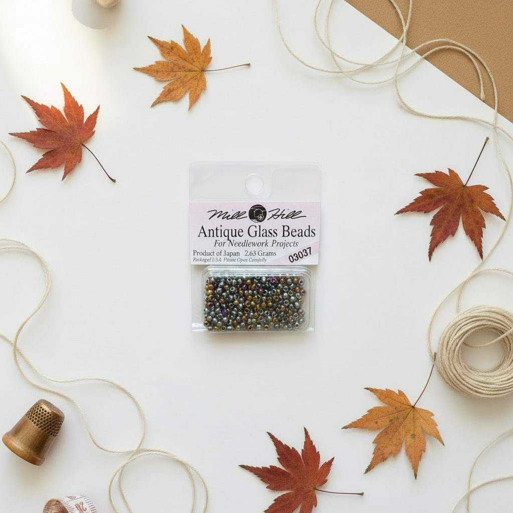 Mill Hill Antique Glass Beads Abalone on autumn background