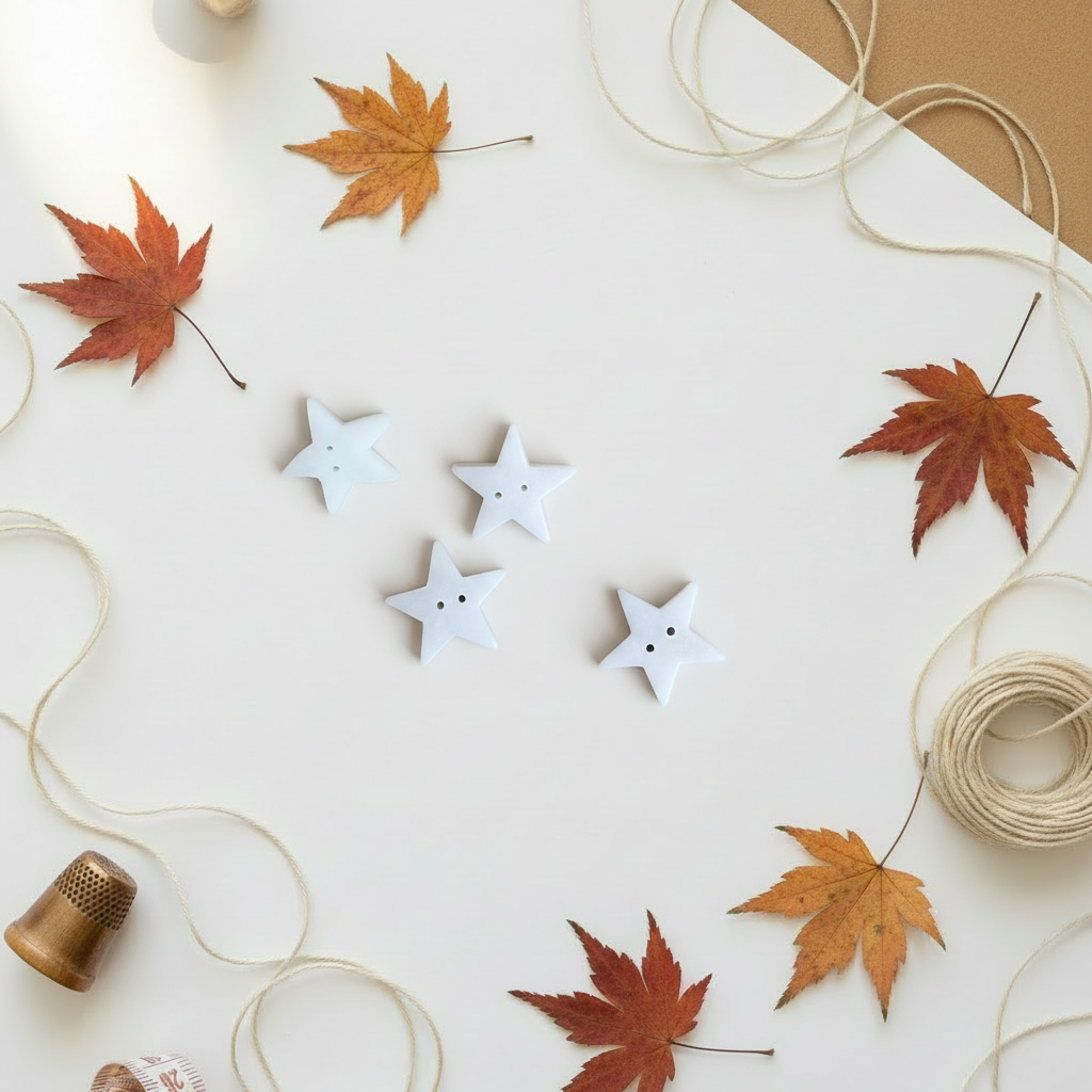 White star buttons on autumn background