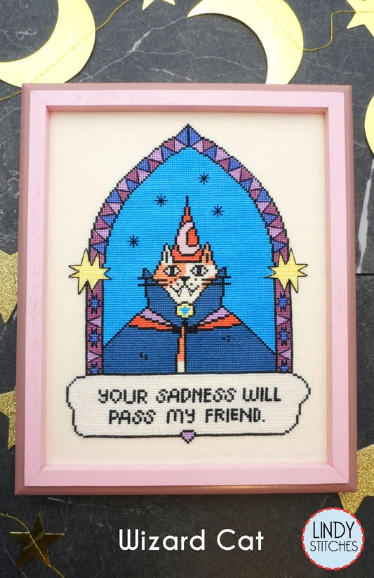 Wizard Cat Lindy Stitches cross stitch pattern
